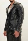 Men's Real Cowhide Leather Sliver Studded Bikers Jacket Brando Bikers Jacket