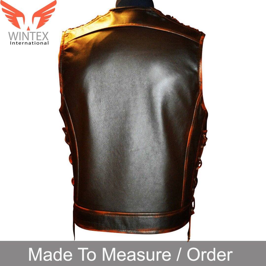 Men’s Real Vintage Leather Bikers Vest Hand Made Vintage Leather Bikers Vest