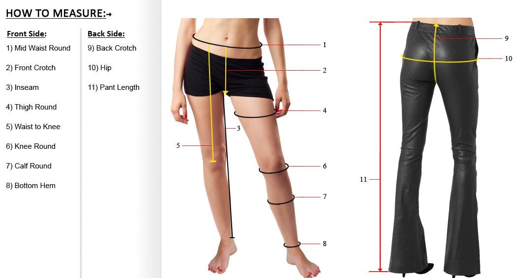 Women Real Lamb Leather Side Laces Up Slim Fit Pants