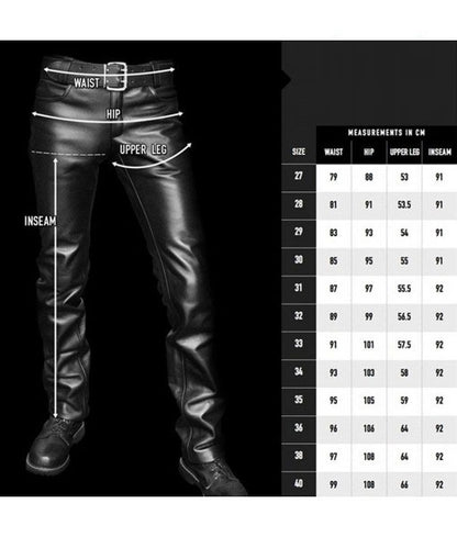 Men’s Real Leather Laces Up Bikers Pants Front And Back Laces Leather Pants