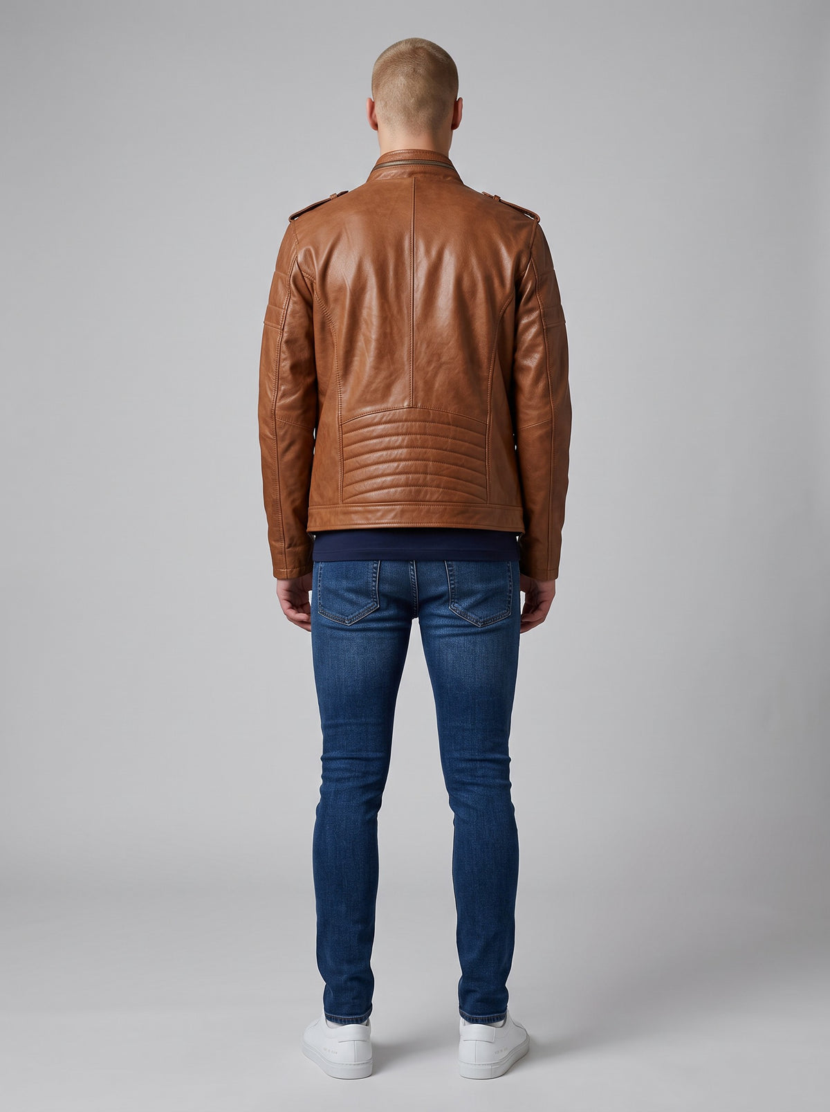 Men's Tan Sheep/Lamb Leather Biker Jacket - image 1