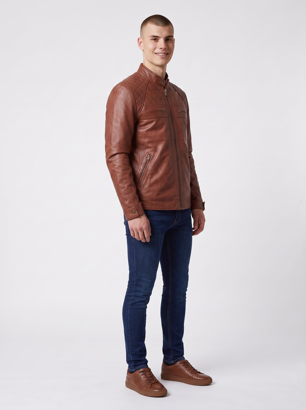 Men's Hand-Waxed Sheep Leather Cafe Racer Jacket - image 1