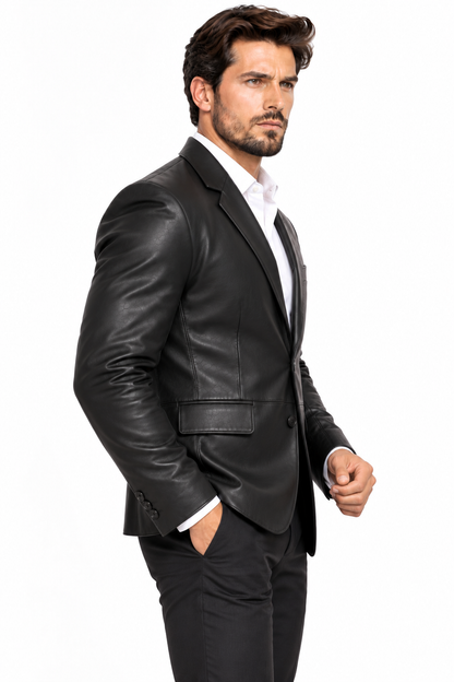Men's Real Lamb Leather Classic 2 Buttons Blazer - image 1