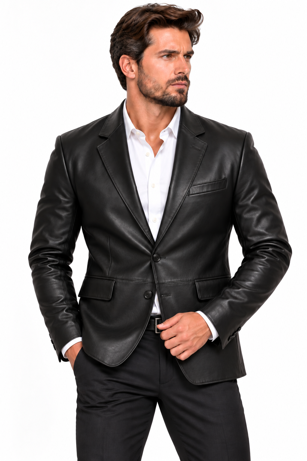 Men's Real Lamb Leather Classic 2 Buttons Blazer - image 2