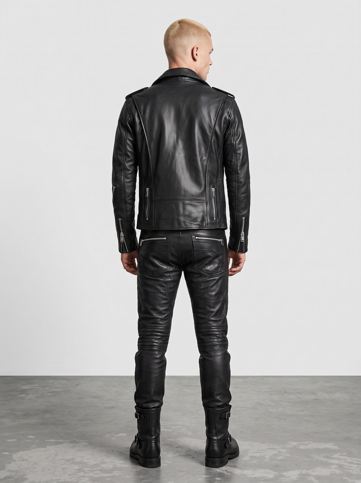 Men's Classic Cowhide Leather Motorcycle Jacket - image 3