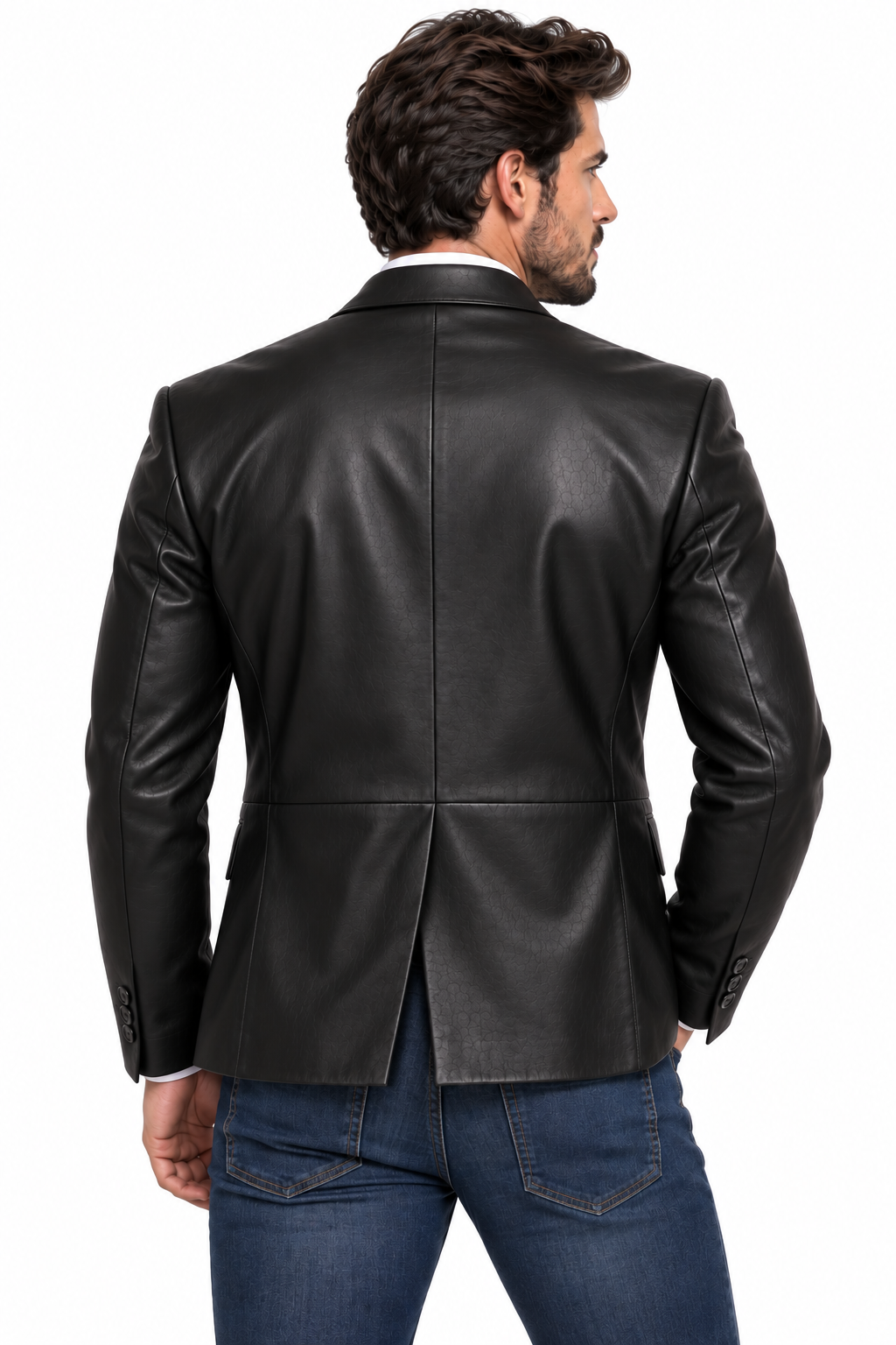 Men's Real Lamb Leather Classic 2 Buttons Blazer - image 3