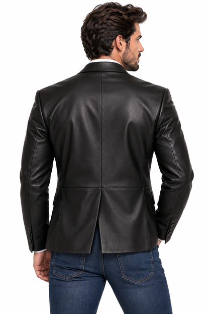 Men's Real Lamb Leather Classic 2 Buttons Blazer - image 3