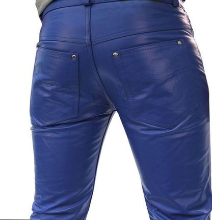 Men’s Real Cow Leather Slim Fit 501 Style Slim Fit Casual / Bikers Pants
