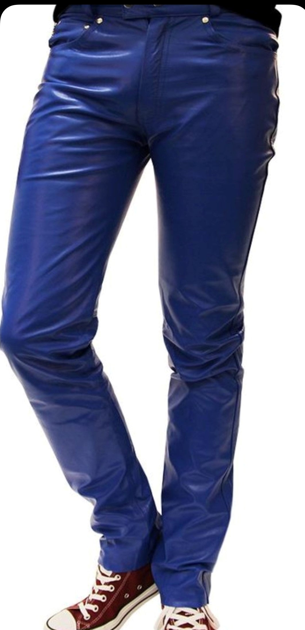 Men’s Real Cow Leather Slim Fit 501 Style Slim Fit Casual / Bikers Pants