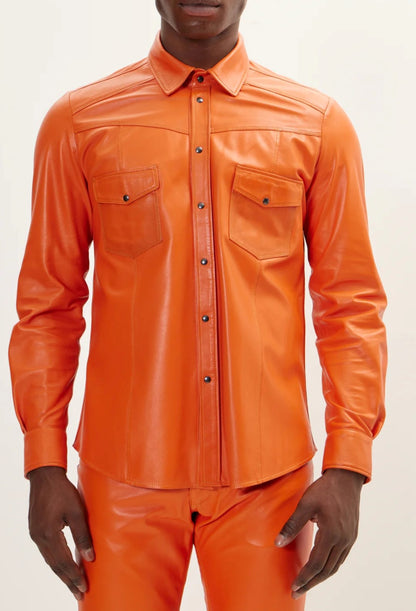 Men's Real Lamb Leather Full Sleeves SLIM FIT Shirt In 3 Colours