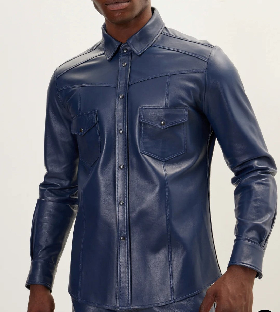 Men's Real Lamb Leather Full Sleeves SLIM FIT Shirt