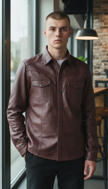 Men's Real Lamb Leather Full Sleeves SLIM FIT Shirt In 8 Colours