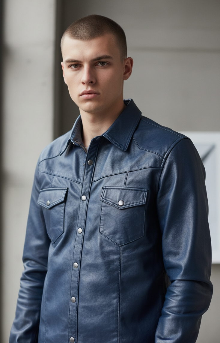 Men's Real Lamb Leather Full Sleeves SLIM FIT Shirt In 8 Colours