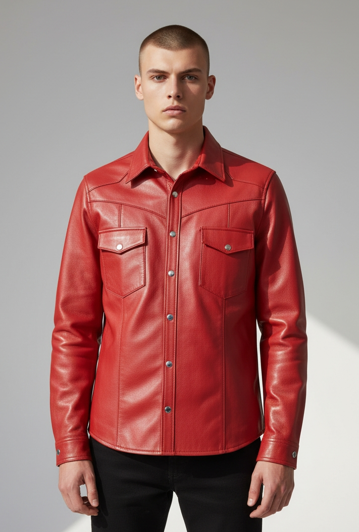 Men's Real Lamb Leather Full Sleeves SLIM FIT Shirt In 8 Colours
