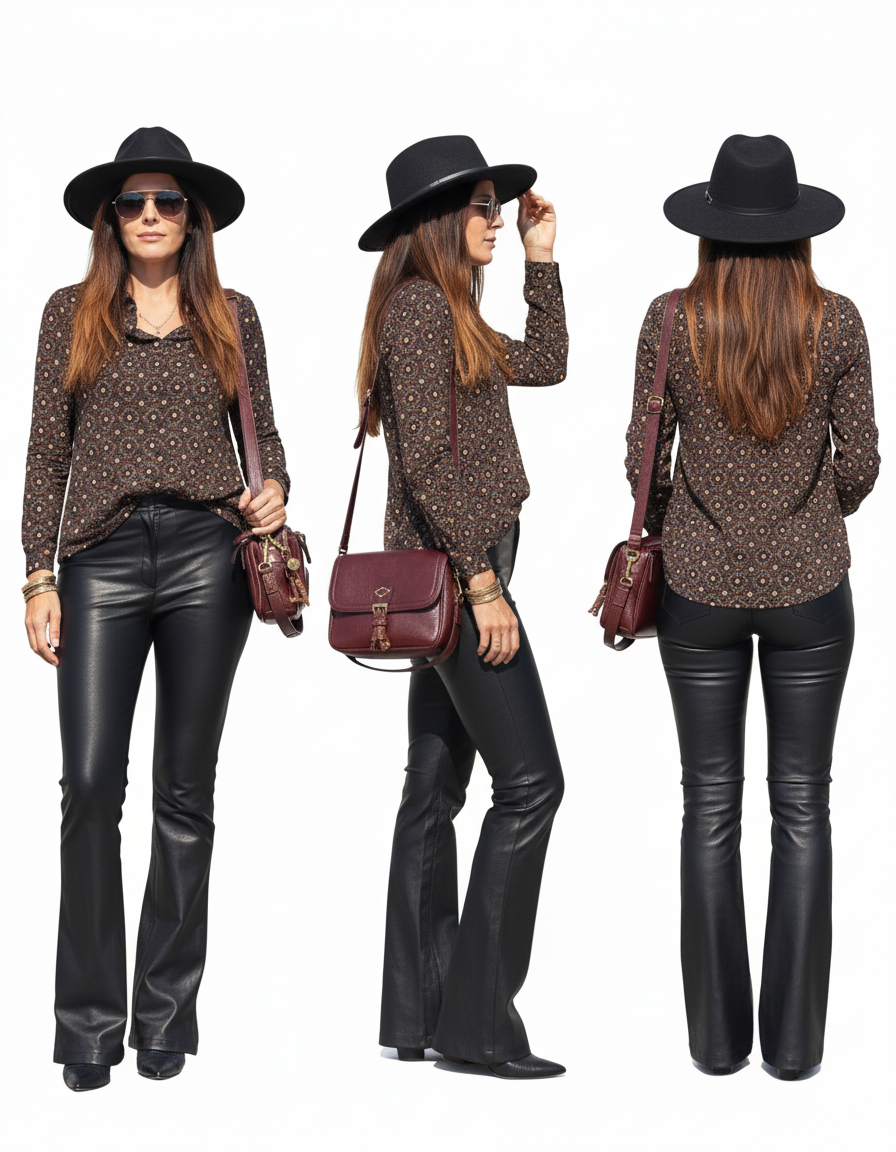 Women Real Lamb Leather Boot Cut 5 Pockets Levi's Style Slim Fit Pants