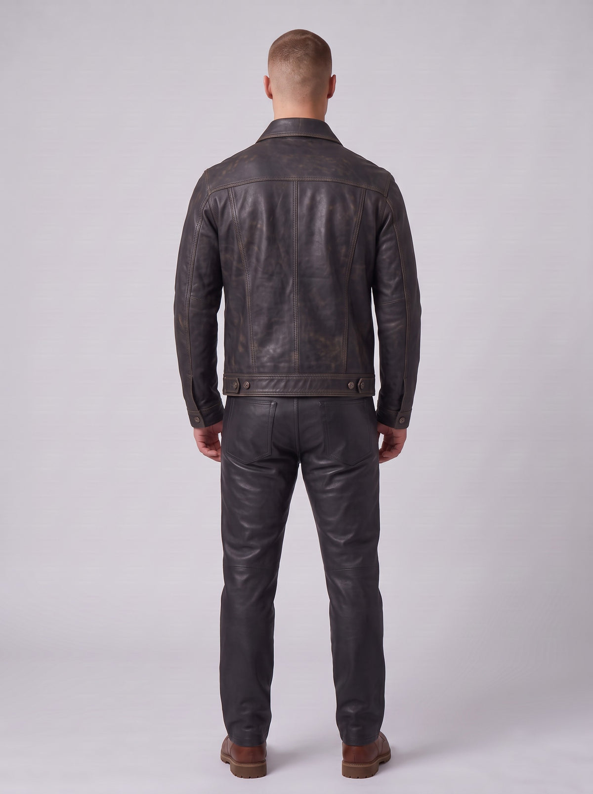 Men's Cowhide Vintage Leather Trucker Jacket