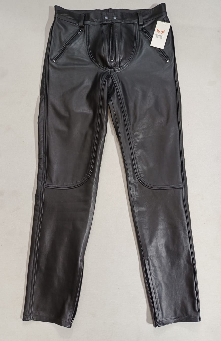 Men's Real Leather Exposed Zip Pants BLUF Pants