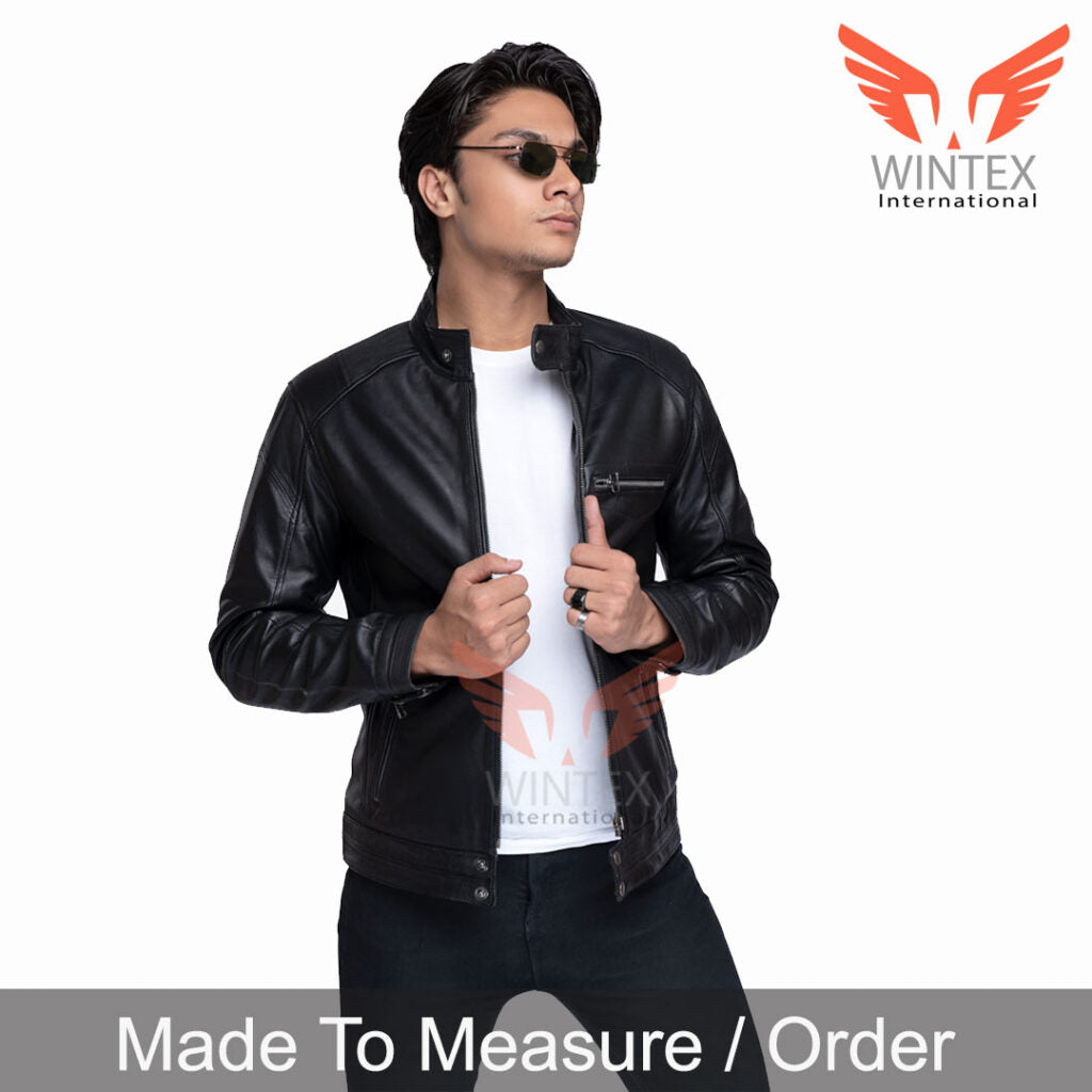 Men’s Genuine Cowhide Motor Bikers Leather Jacket CAFE Racer Leather Jacket