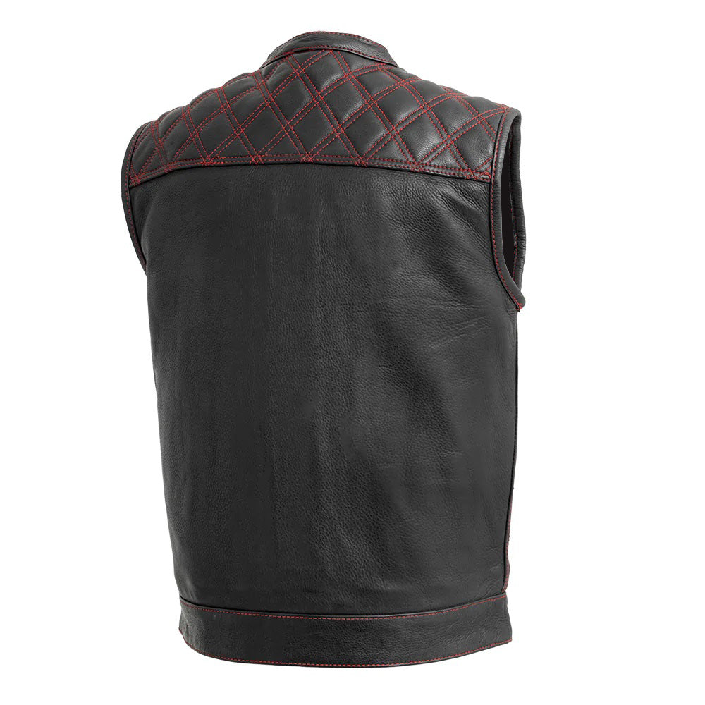 MEN'S REAL COW LEATHER BLACK MOTORCYCLE VEST IN 4 DIFFERENT COLORS STITCHING COMBINATION  BIKER VEST WAISTCOAT