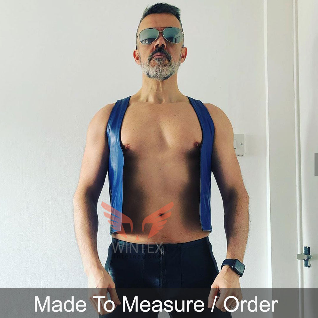 Men’s Real Cowhide Leather Bartender Vest Leather Bikers Vest