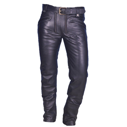 Men’s Cowhide Leather Carpenter Pants Bikers Pants Slim Fit Bikers / Carpenter Pants