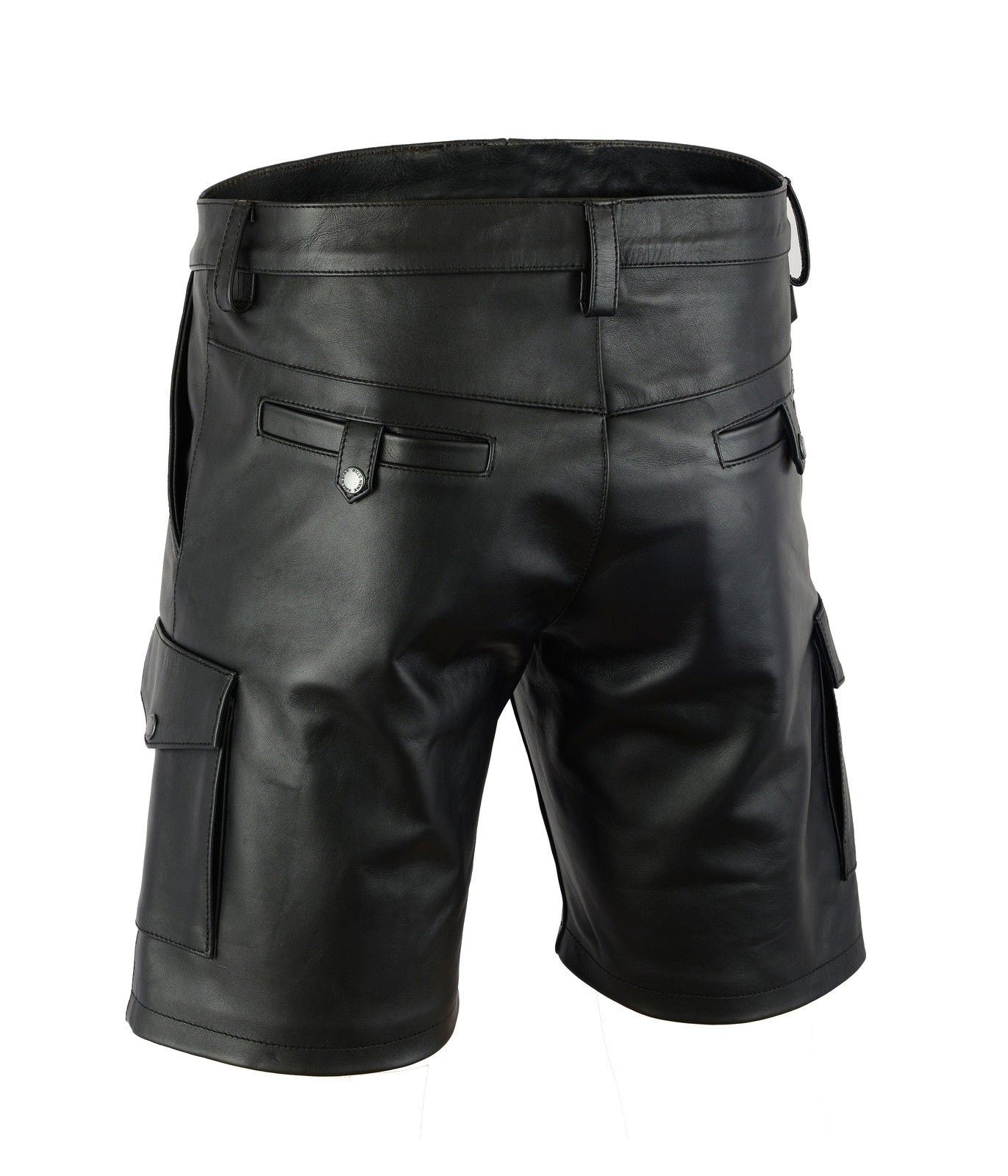 MEN'S REAL COWHIDE LEATHER CARPENTER SHORTS / CARGO POCKETS LEATHER SHORTS