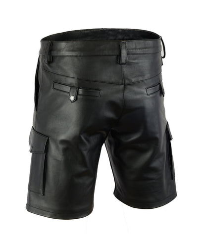 MEN'S REAL COWHIDE LEATHER CARPENTER SHORTS / CARGO POCKETS LEATHER SHORTS