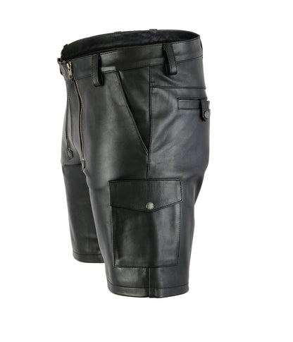 MEN'S REAL COWHIDE LEATHER CARPENTER SHORTS / CARGO POCKETS LEATHER SHORTS
