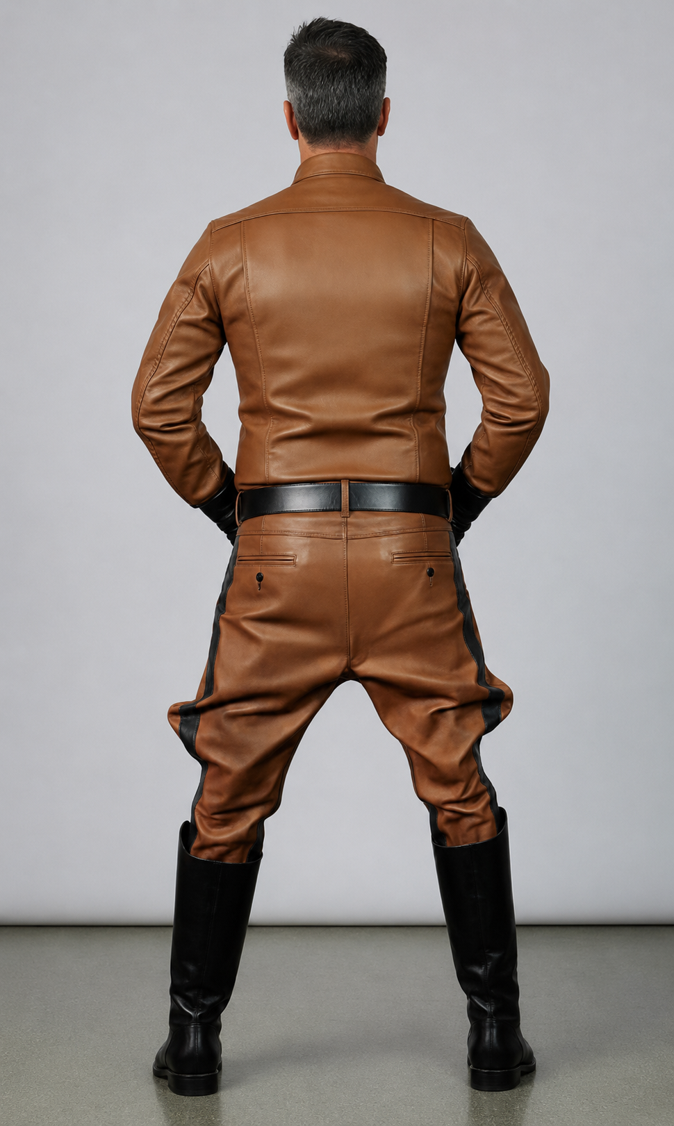Men's Real Leather Breeches /Jodhpur Pants & Long Sleeves Police Shirt