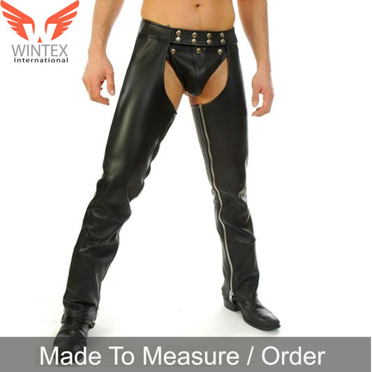 Men’s Real Leather Chaps With Detachable Codpiece BLUF Leather Chaps