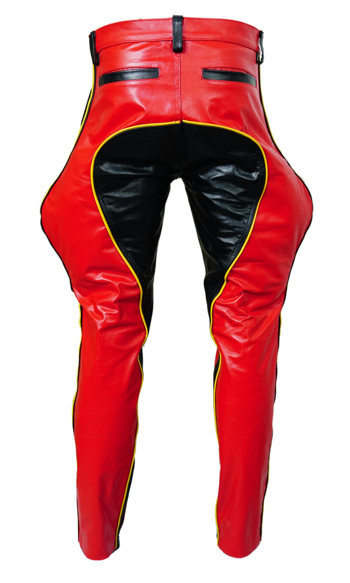 Men's Real Leather Breeches / Jodhpurs  Carpenter Style Leather Breeches With Contrast Color Stripes & Trims