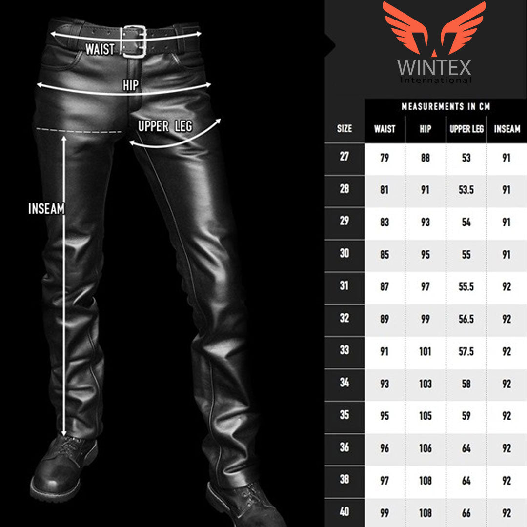 Men’s Genuine Leather Bikers Pants With Contrast Side Stripes Pants