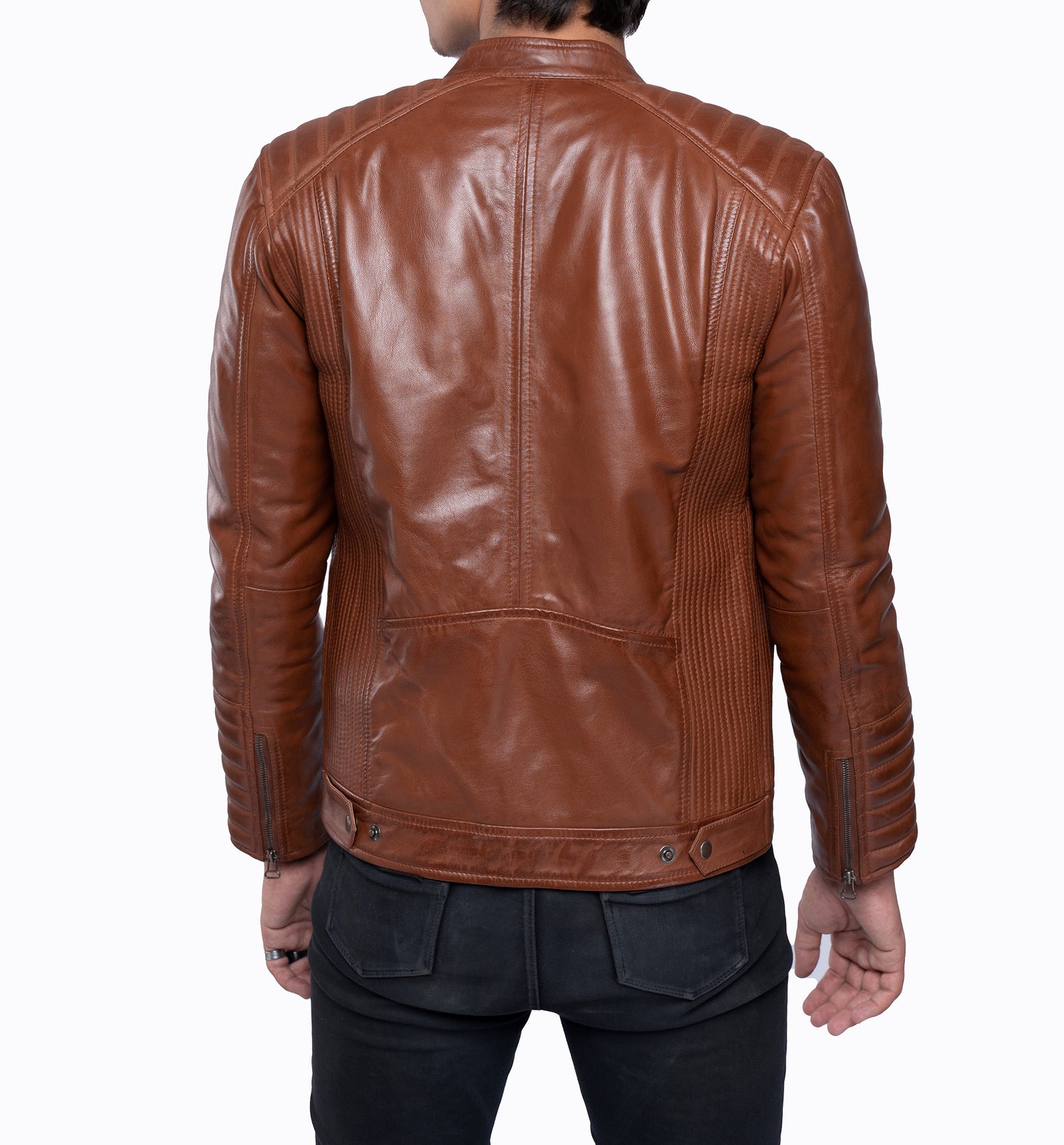 Men's Real Vintage Leather Quilted Panels Cafe Racer Jacket, Bikers Jacket
