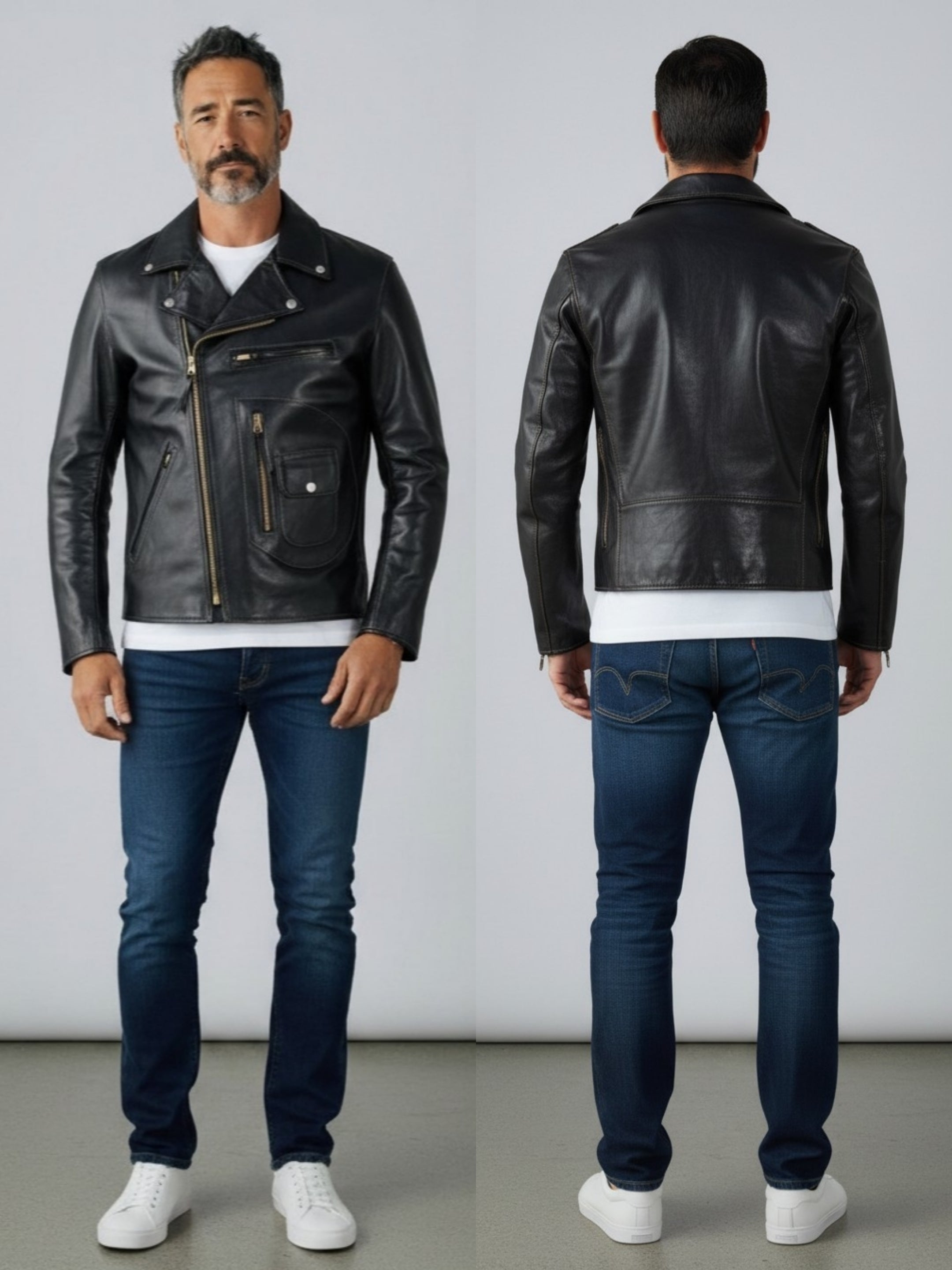 Men's Classic Cowhide Leather Brando Biker Jacket