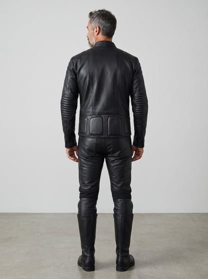 Men's Real Leather Bikers Jacket LIMO Jacket Quilted Panels Bikers Jacket