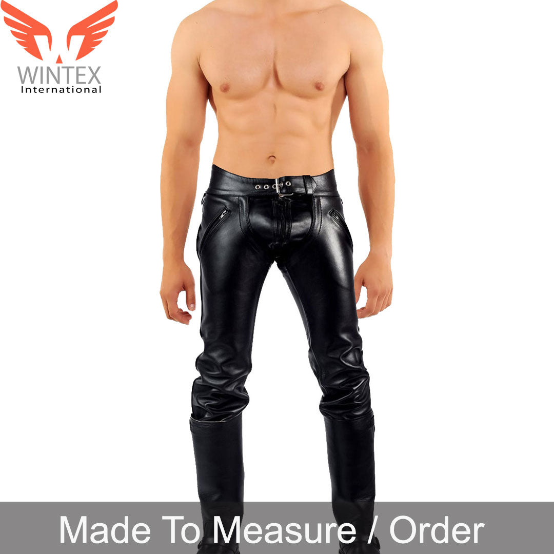 Men’s Real Cowhide Leather Bikers Chaps BLUF Chaps With Detachable Brief