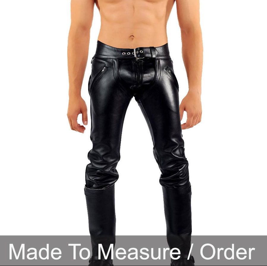 Men’s Real Cowhide Leather Bikers Chaps BLUF Chaps With Detachable Brief