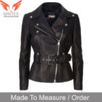 Women’s Real Lamb Leather Bikers Jacket – Leather Biker Jacket With Belt