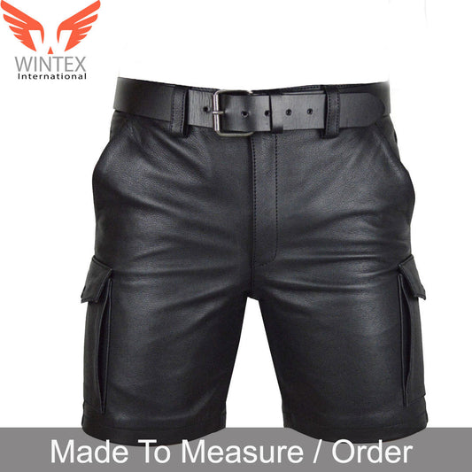Men’s Real Leather Cargo Shorts Club Wear Cargo Shorts