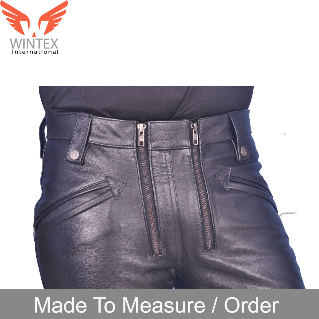 Men’s Cowhide Leather Carpenter Pants Bikers Pants Slim Fit Bikers / Carpenter Pants