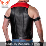 Men’s Real Cowhide Leather Bartender Vest With Contrast Trims / Panels