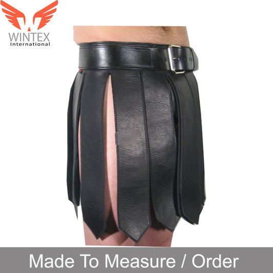 Men’s Genuine Leather Gladiator Kilt Leather Kilt Clubwear Outfit