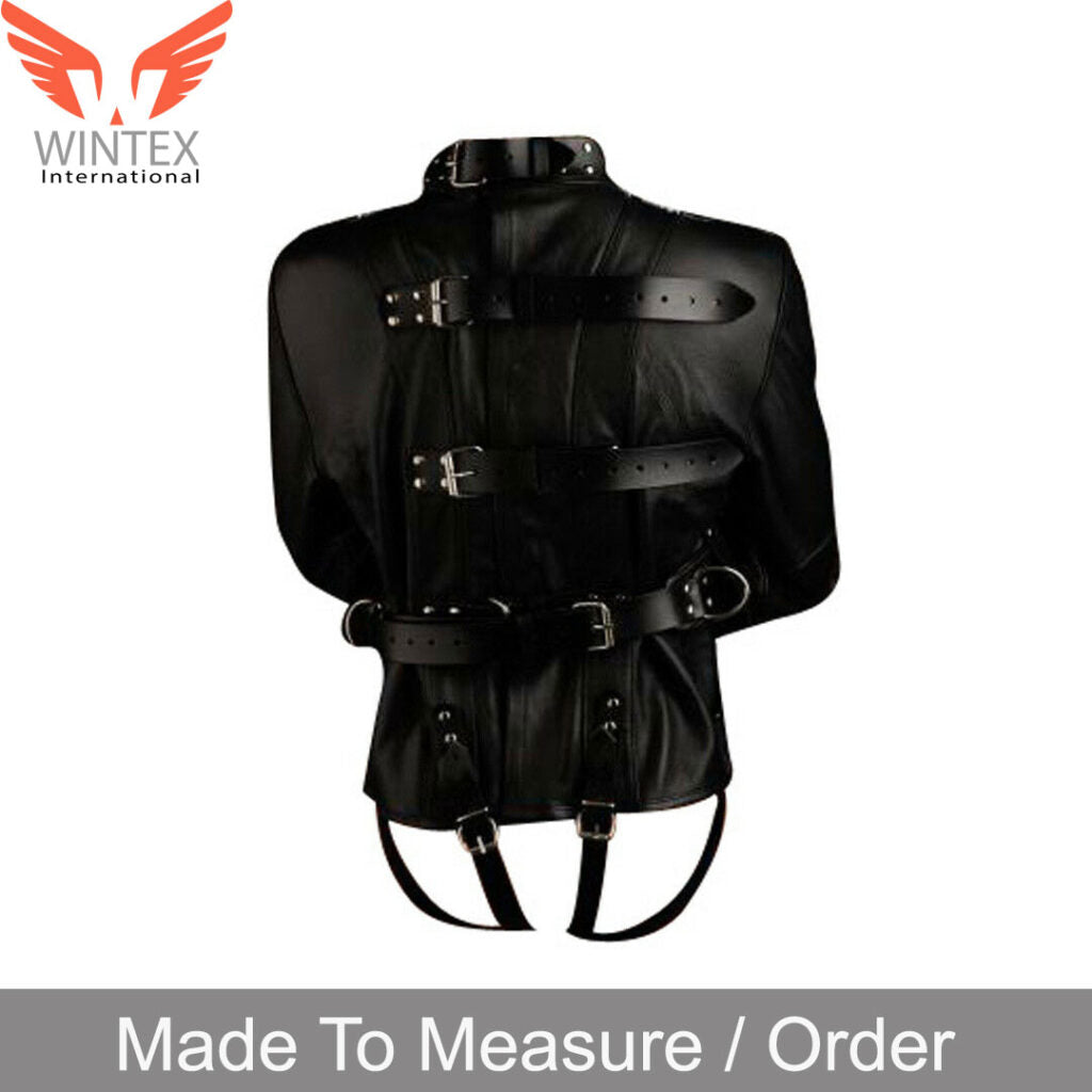 Men’s Real Leather Heavy Duty Straitjacket Restraint Leather Jacket
