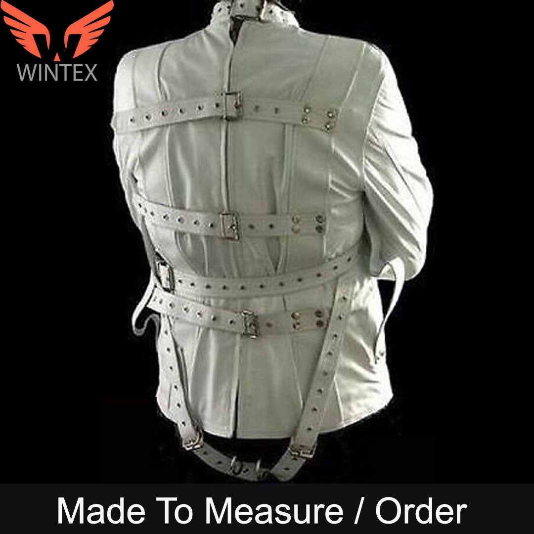 Men’s Real Leather Straitjacket Jacket – Restraint Straitjacket Heavy Duty Jacket