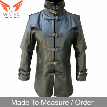 Men’s Real Leather Van Helsing Steampunk Duster Coat Black Leather Trench Coat