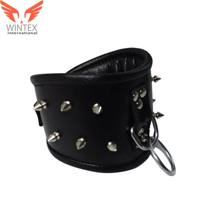 Leather Collar With Ring Adjustable – Lockable Neck Posture Collar