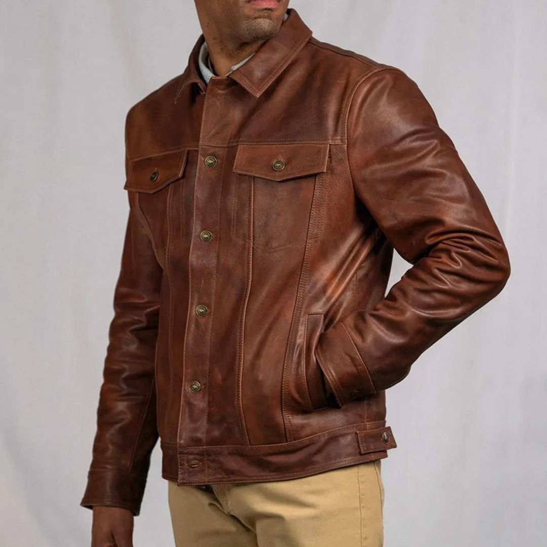 Men's Classic Levi's Style Leather Jacket – Wintex International