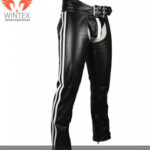 Men’s Real Leather Bikers Chaps With Detachable Codpiece Available In 3 Colors Stripes