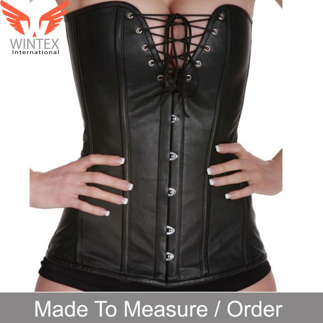 Steampunk Overbust Leather Corset tight Lacing Up Outwear