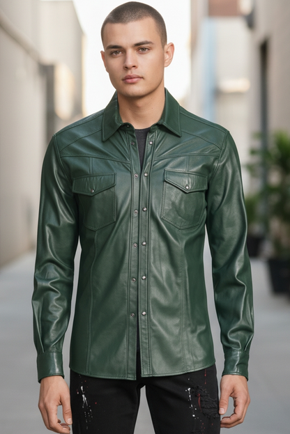 Men's Real Lamb Leather Full Sleeves SLIM FIT Shirt In 8 Colours